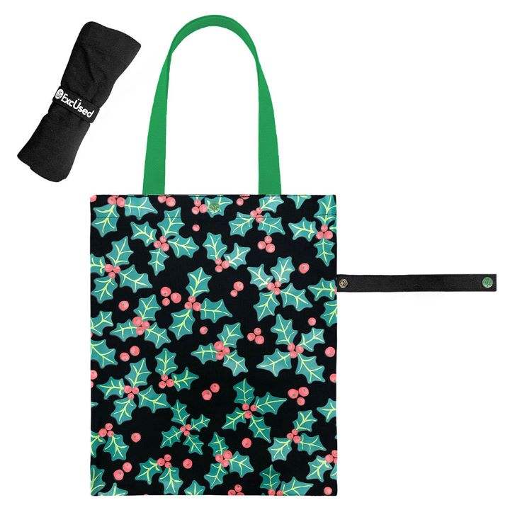 Christmas Poinsettia Printed Foldable Eco Bag - Madeline Love - Flyclothing LLC