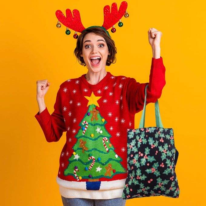 Christmas Poinsettia Printed Foldable Eco Bag - Madeline Love - Flyclothing LLC