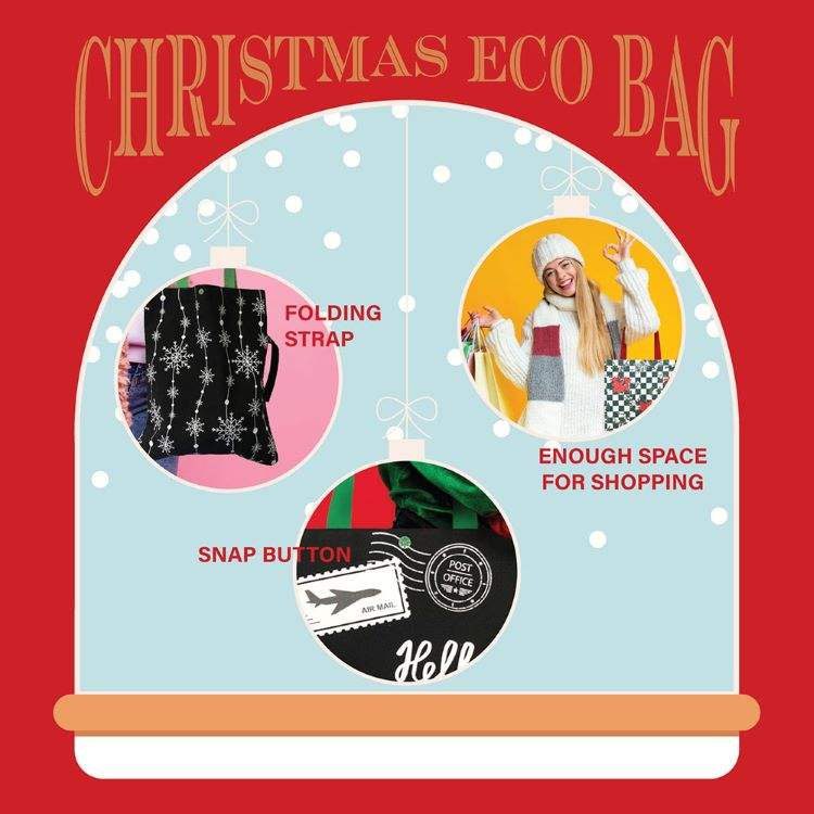 Christmas Poinsettia Printed Foldable Eco Bag - Madeline Love - Flyclothing LLC