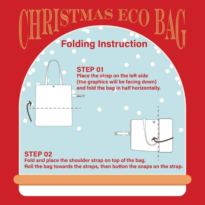 Christmas Poinsettia Printed Foldable Eco Bag - Madeline Love - Flyclothing LLC