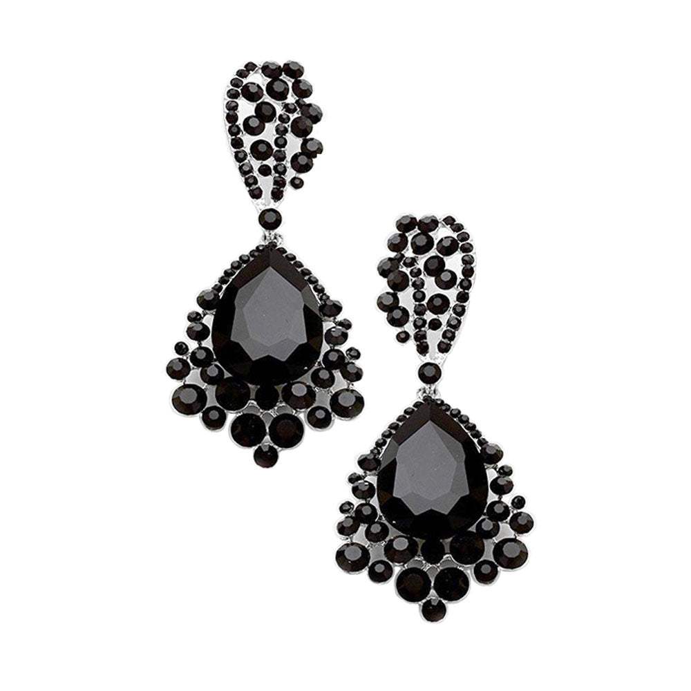 Chunky Crystal Rhinestone Teardrop Bubble Evening Earrings - Madeline Love - Flyclothing LLC