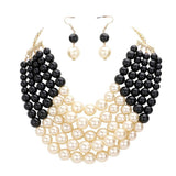 Chunky Multi Strand Pearl Bib Necklace - Madeline Love - Flyclothing LLC
