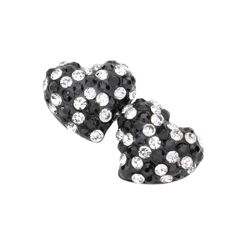Crystal Pave Heart Stud Earrings - Madeline Love - Flyclothing LLC
