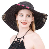 Color Edged Straw Floppy Sun Hat - Madeline Love - Flyclothing LLC