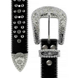 Black Cross Stones With Studs And White Stones Studded Rhinestones Belts - Rhinestone Belt Store - Flyclothing LLC