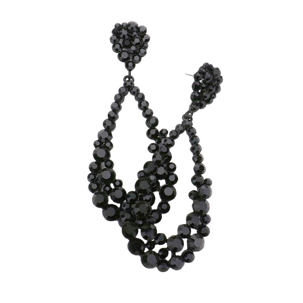 Crystal Bubble Cluster Teardrop Evening Earrings - Madeline Love - Flyclothing LLC