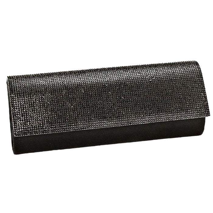 Crystal Cover Shimmery Evening Clutch Bag Metal Chain Strap - Madeline Love - Flyclothing LLC