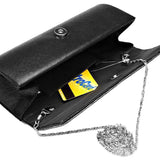 Crystal Cover Shimmery Evening Clutch Bag Metal Chain Strap - Madeline Love - Flyclothing LLC