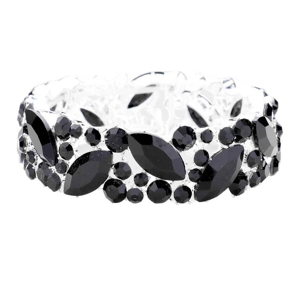 Crystal Glass Marquise Evening Stretch Bracelet - Madeline Love - Flyclothing LLC