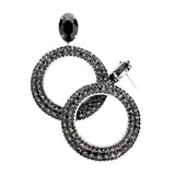 Crystal Rhinestone Open Circle Dangle Evening Earrings - Madeline Love - Flyclothing LLC