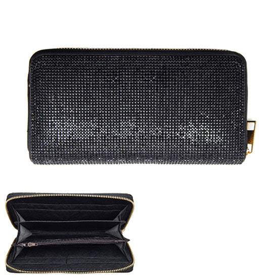 Crystal Rhinestone Pave Zipper Wallet - Madeline Love - Flyclothing LLC