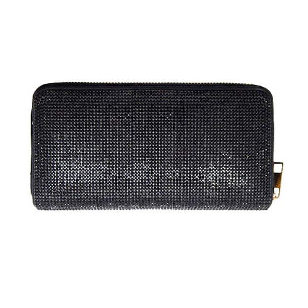 Crystal Rhinestone Pave Zipper Wallet - Madeline Love - Flyclothing LLC
