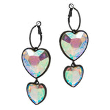 Crystal Stone Double Heart Link Dropdown Earrings - Madeline Love - Flyclothing LLC