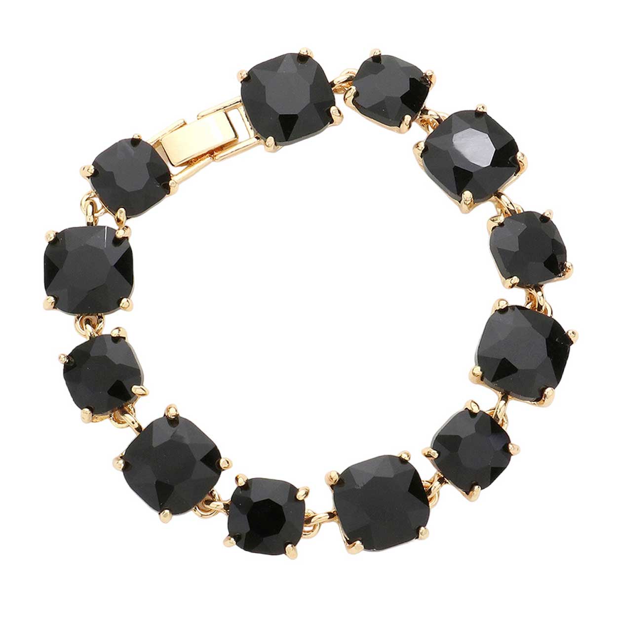 Cushion Square Stone Link Evening Bracelet - Madeline Love - Flyclothing LLC