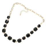 Cushion Square Stone Link Evening Necklace - Madeline Love - Flyclothing LLC