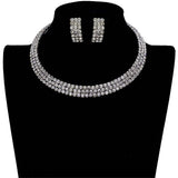 3 Rows Rhinestone Open Choker Necklace - Madeline Love - Flyclothing LLC