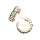 Baguette Stone Cluster Hoop Evening Earrings - Madeline Love - Flyclothing LLC