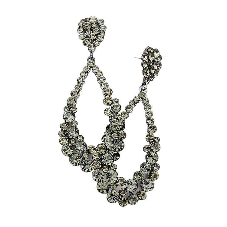Crystal Bubble Cluster Teardrop Evening Earrings - Madeline Love - Flyclothing LLC