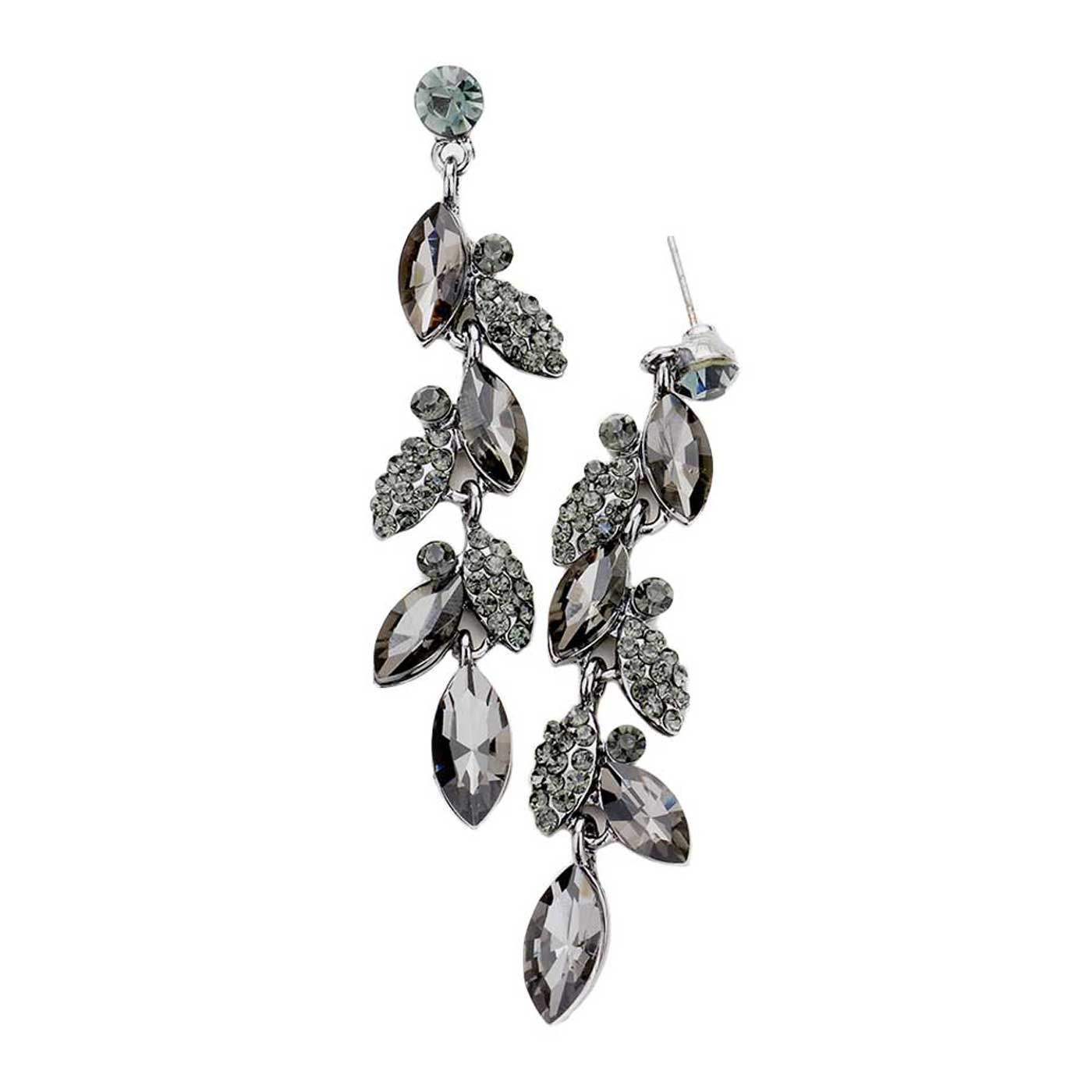 Crystal Marquise Cluster Drop Evening Earrings - Madeline Love - Flyclothing LLC