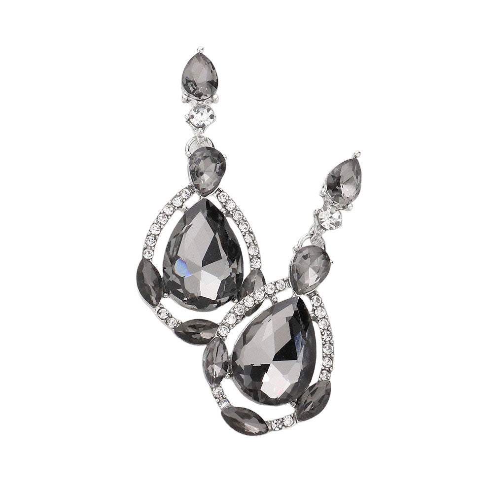 Crystal Rhinestone Teardrop Evening Earrings - Madeline Love - Flyclothing LLC