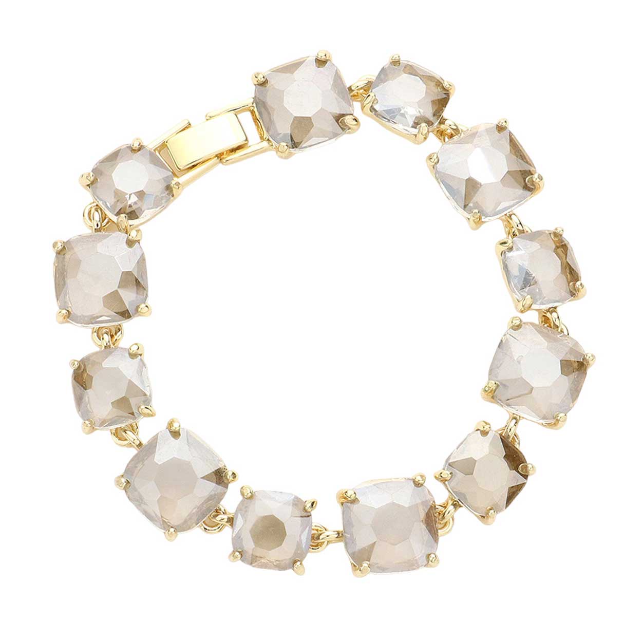 Cushion Square Stone Link Evening Bracelet - Madeline Love - Flyclothing LLC