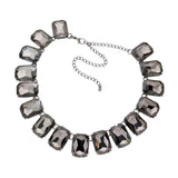 Emerald Cut Stone Link Evening Necklace Earring Set - Madeline Love - Flyclothing LLC