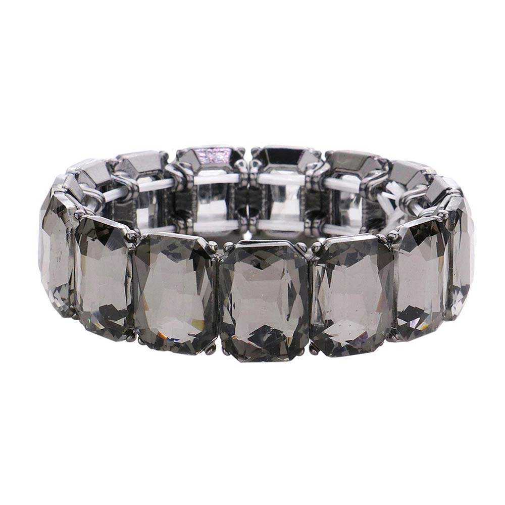 Emerald Cut Stone Stretch Evening Bracelet - Madeline Love - Flyclothing LLC