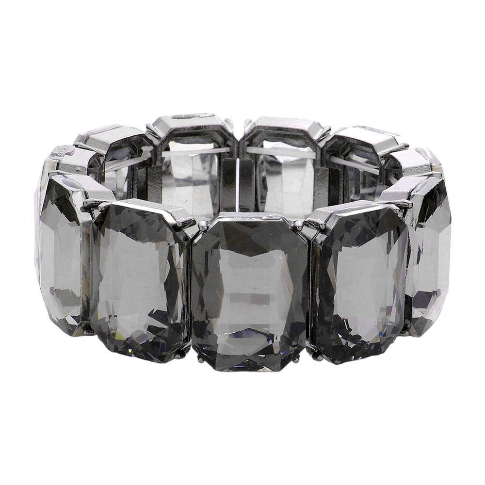 Emerald Cut Stone Stretch Evening Bracelet - Madeline Love - Flyclothing LLC