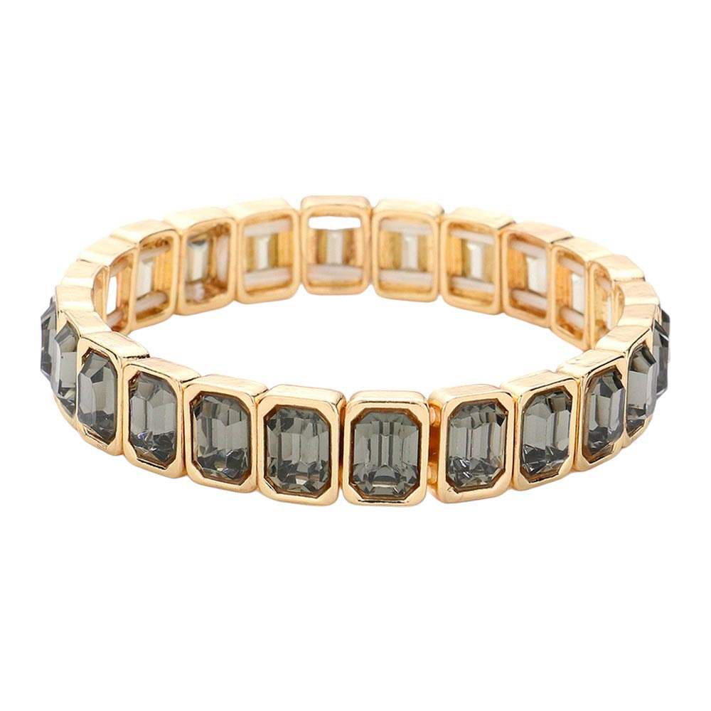 Emerald Cut Stone Stretch Evening Bracelet - Madeline Love - Flyclothing LLC