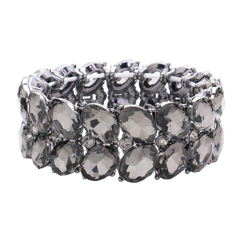 Oval Stone Cluster Stretch Evening Bracelet - Madeline Love - Flyclothing LLC