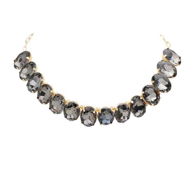 Oval Stone Evening Necklace - Madeline Love - Flyclothing LLC