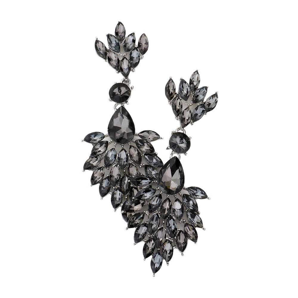 Teardrop Accented Marquise Stone Cluster Evening Earrings - Madeline Love - Flyclothing LLC