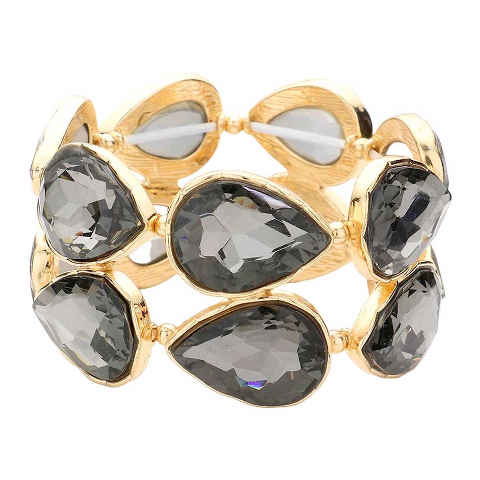 Teardrop Stone Stretch Evening Bracelet - Madeline Love - Flyclothing LLC
