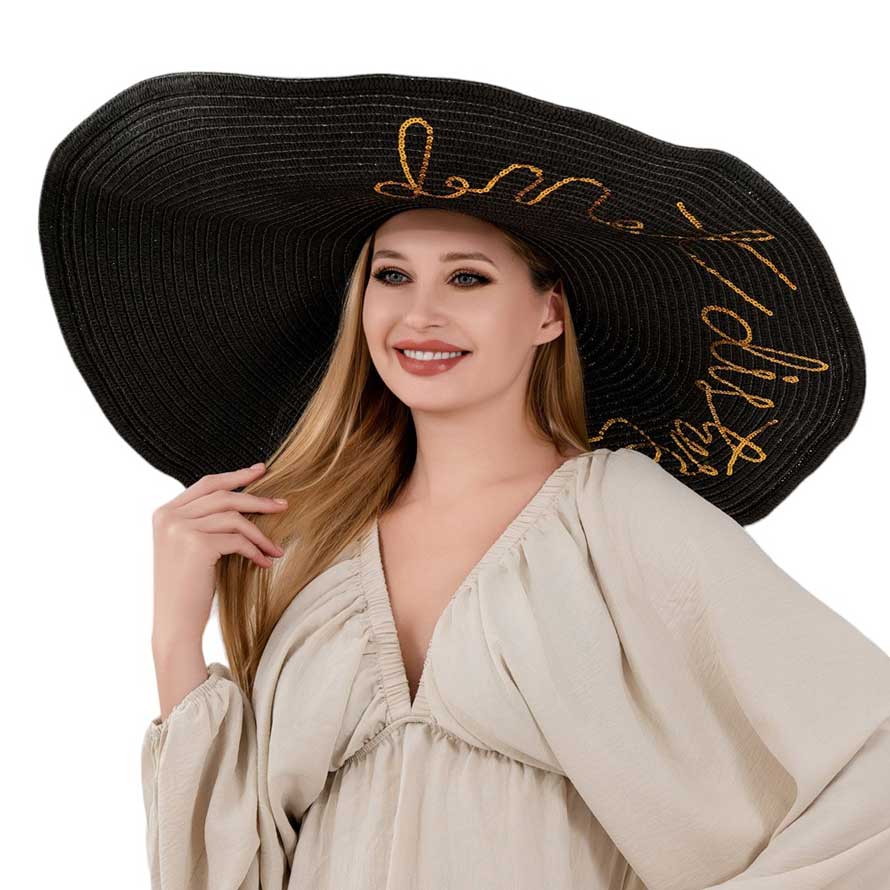 Do Not Disturb Message Wide Brim Straw Sun Hat - Madeline Love - Flyclothing LLC