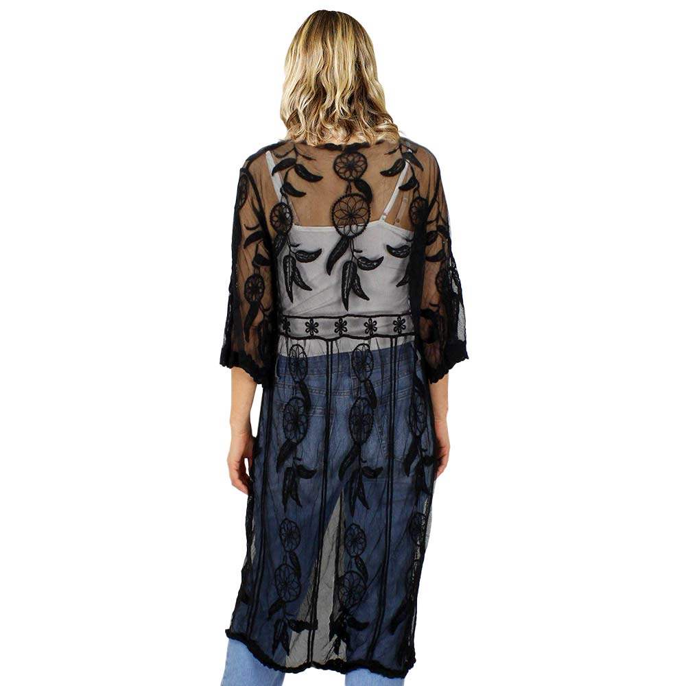 Dream Catcher Lace Long Cover Up Kimono Poncho - Madeline Love - Flyclothing LLC