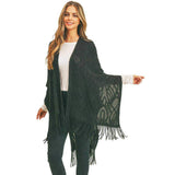 Embossed Pattern Tassel Ruana - Madeline Love - Flyclothing LLC