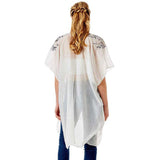 Black Embroidery Floral Cover Up Kimono Cardigan - Madeline Love - Flyclothing LLC