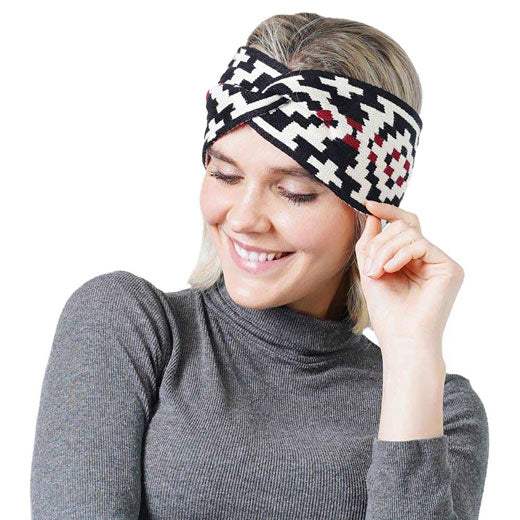 Western Pattern Knit Headband Earwarmer Earmuff - Madeline Love - Flyclothing LLC
