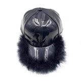 Faux Feather Trimmed Hologram Baseball Cap - Madeline Love - Flyclothing LLC