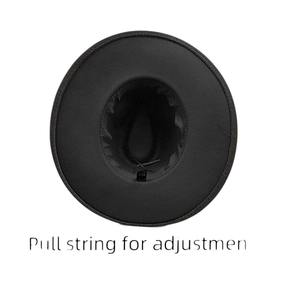 Faux Leather Band Solid Panama Hat - Madeline Love - Flyclothing LLC