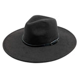 Faux Leather Band Solid Panama Hat - Madeline Love - Flyclothing LLC