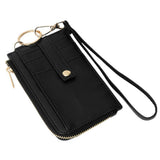 Faux Leather Basket Weave Flat Card Holder Wallet with Wristlet - Madeline Love - Flyclothing LLC
