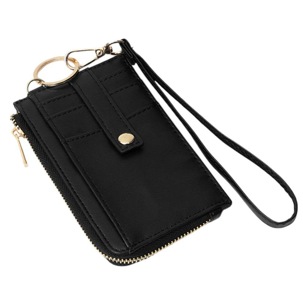 Faux Leather Basket Weave Flat Card Holder Wallet with Wristlet - Madeline Love - Flyclothing LLC