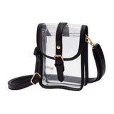 Faux Leather Belt Buckle Pointed Transparent Crossbody Bag - Madeline Love - Flyclothing LLC