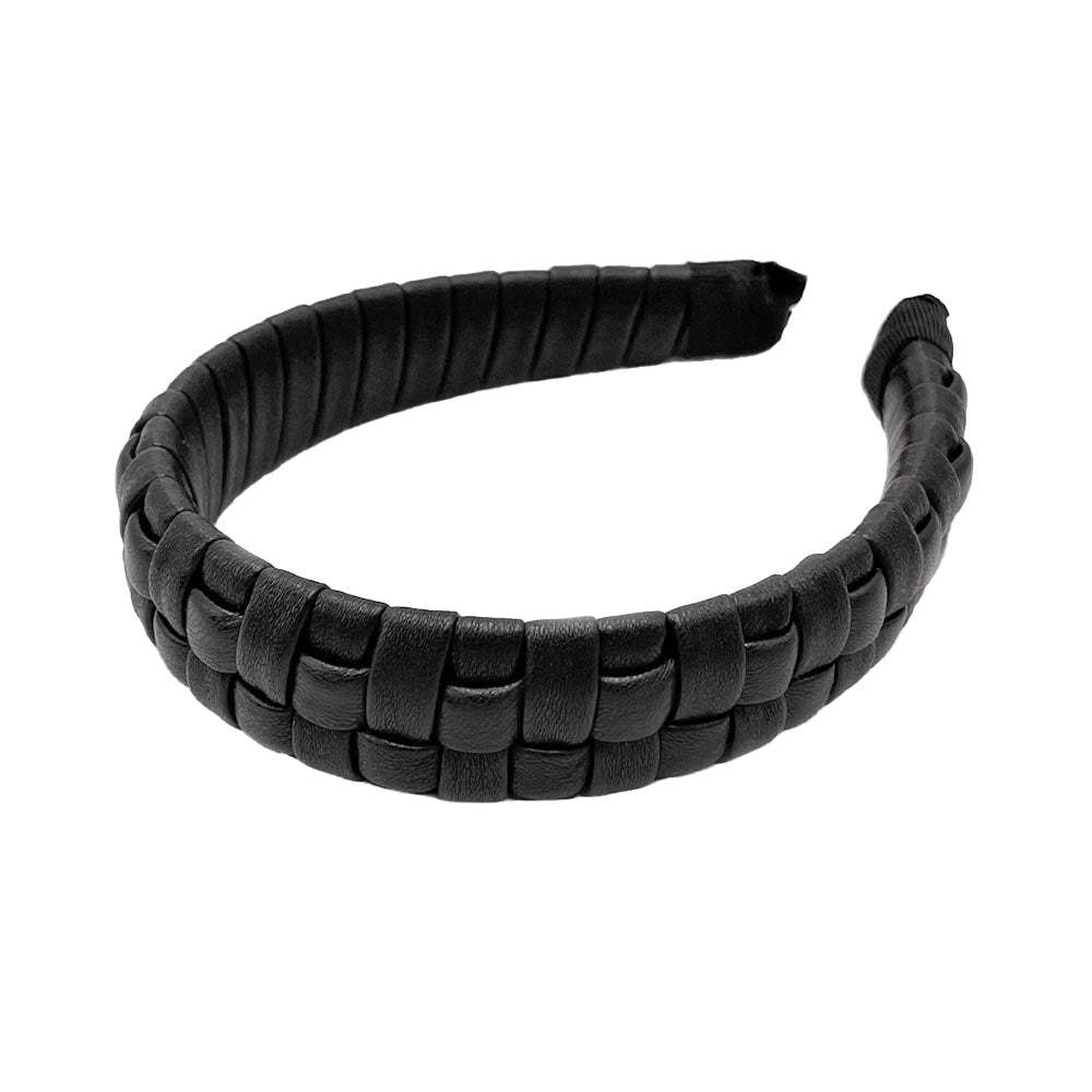 Faux Leather Padded Plaid Braided Headband - Madeline Love - Flyclothing LLC