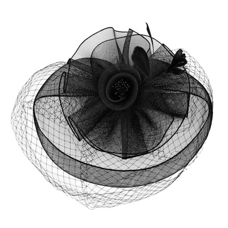 Feather Mesh Flower Fascinator Headband - Madeline Love - Flyclothing LLC