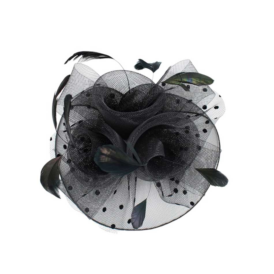 Feather Mesh Flower Fascinator Headband - Madeline Love - Flyclothing LLC