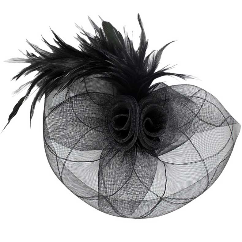 Feather Pearl Cluster Mesh Flower Fascinator Headband - Madeline Love - Flyclothing LLC
