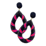 Felt Back Beaded Open Teardrop Dangle Earrings - Madeline Love - Flyclothing LLC