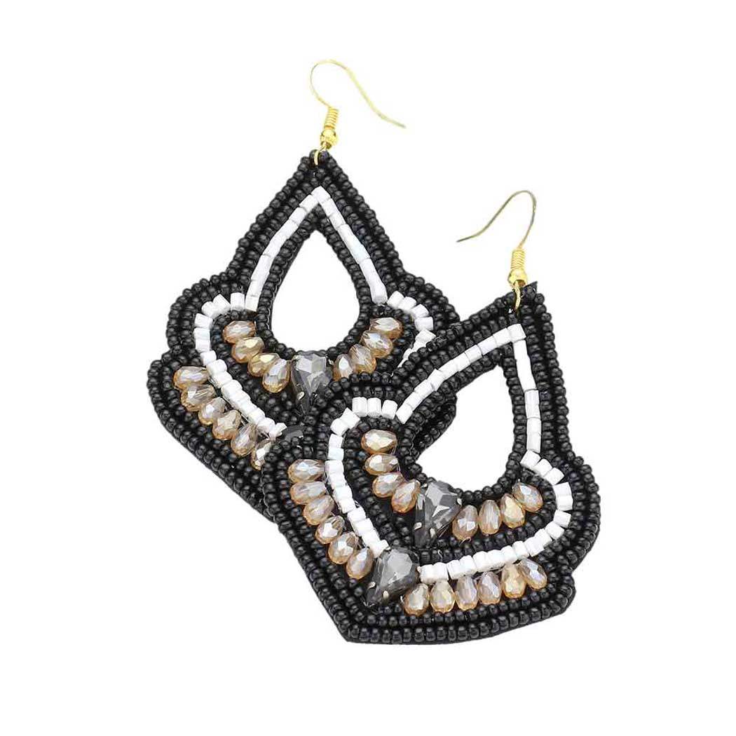 Felt Back Boho Multi Beaded Dangle Earrings - Madeline Love - Flyclothing LLC